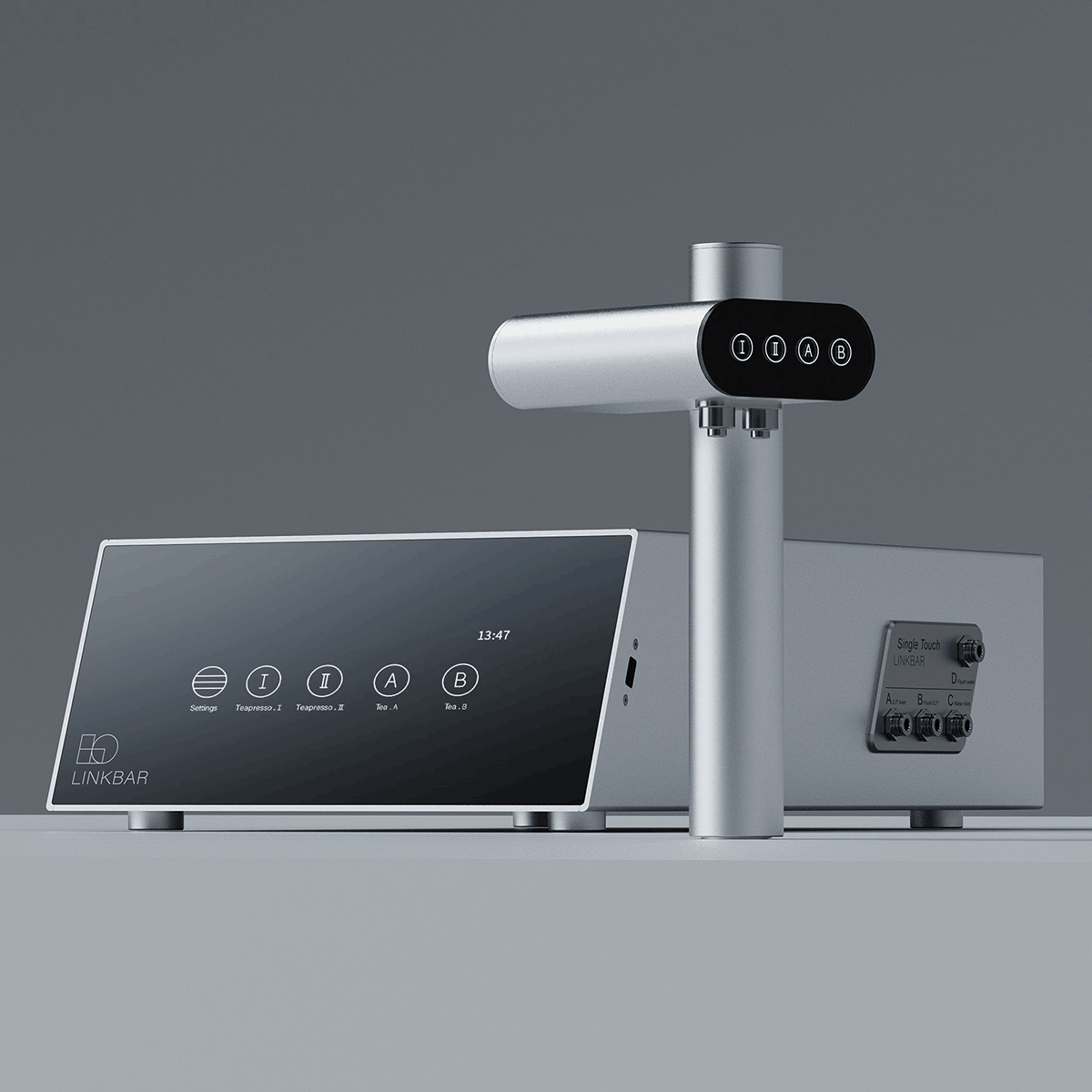 LINKBAR Single Touch Tea 本体とタップ、LCDタッチスクリーン